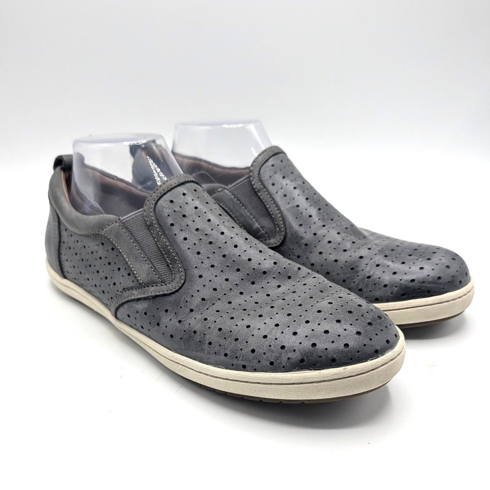Taos Court Charcoal Grey Perforated Leather Slip On Sneakers Shoes Womens 11